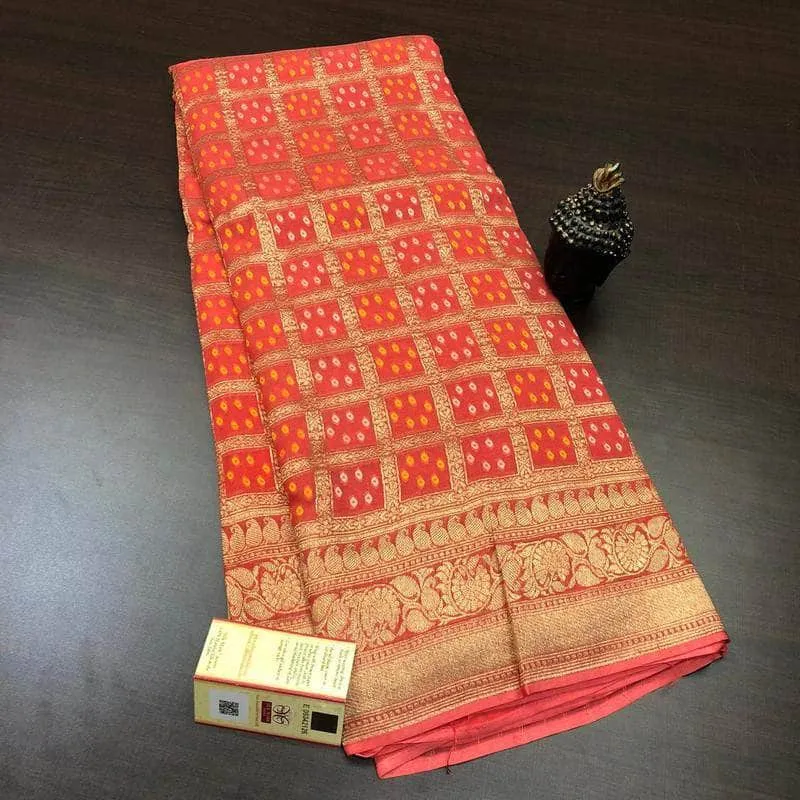 Multi Colored Bandhini Saree