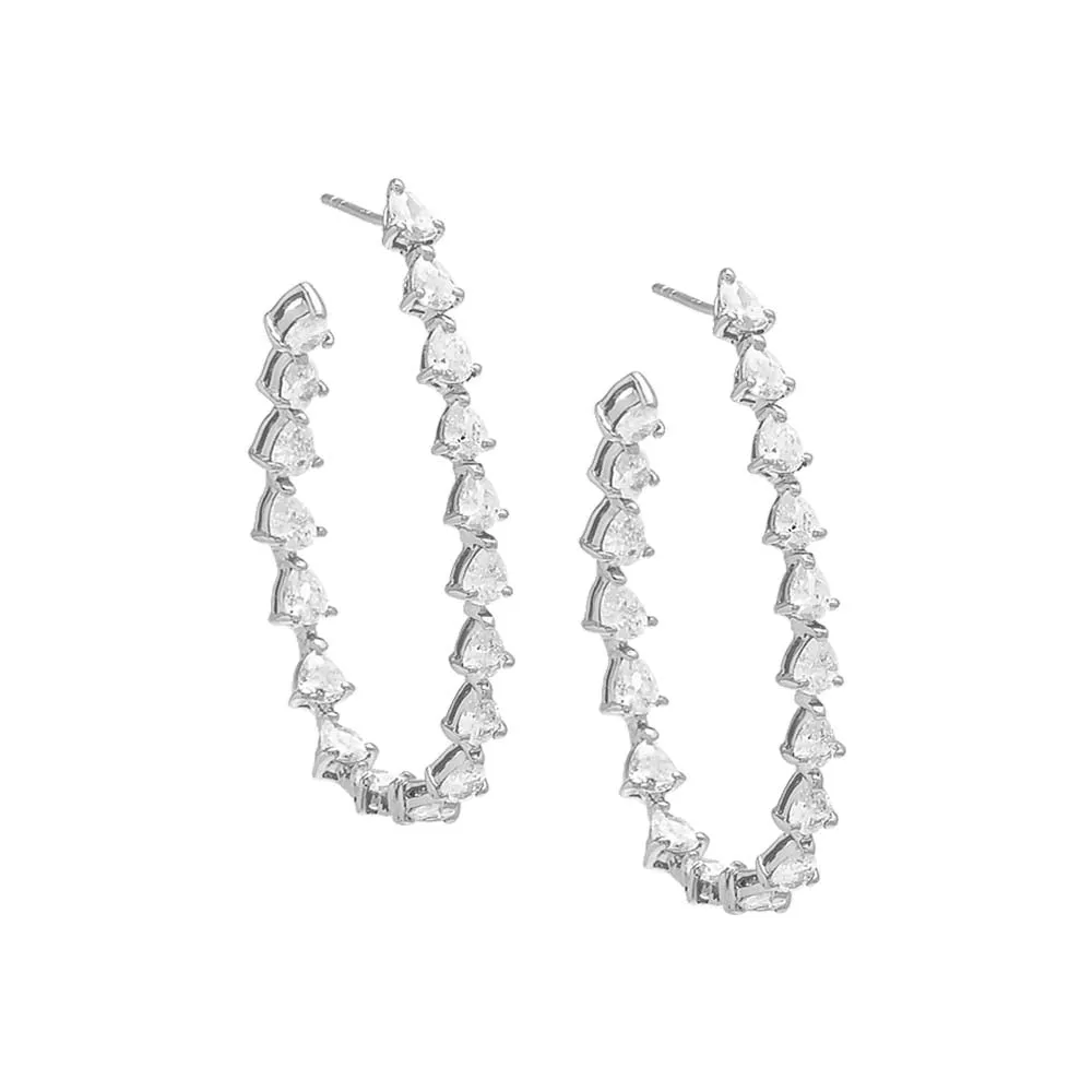 Multi Teardrop Oval Shaped Open Hoop Earring
