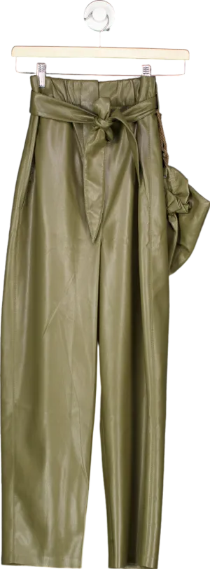 Nanushka Olive Faux Leather Trousers UK XS
