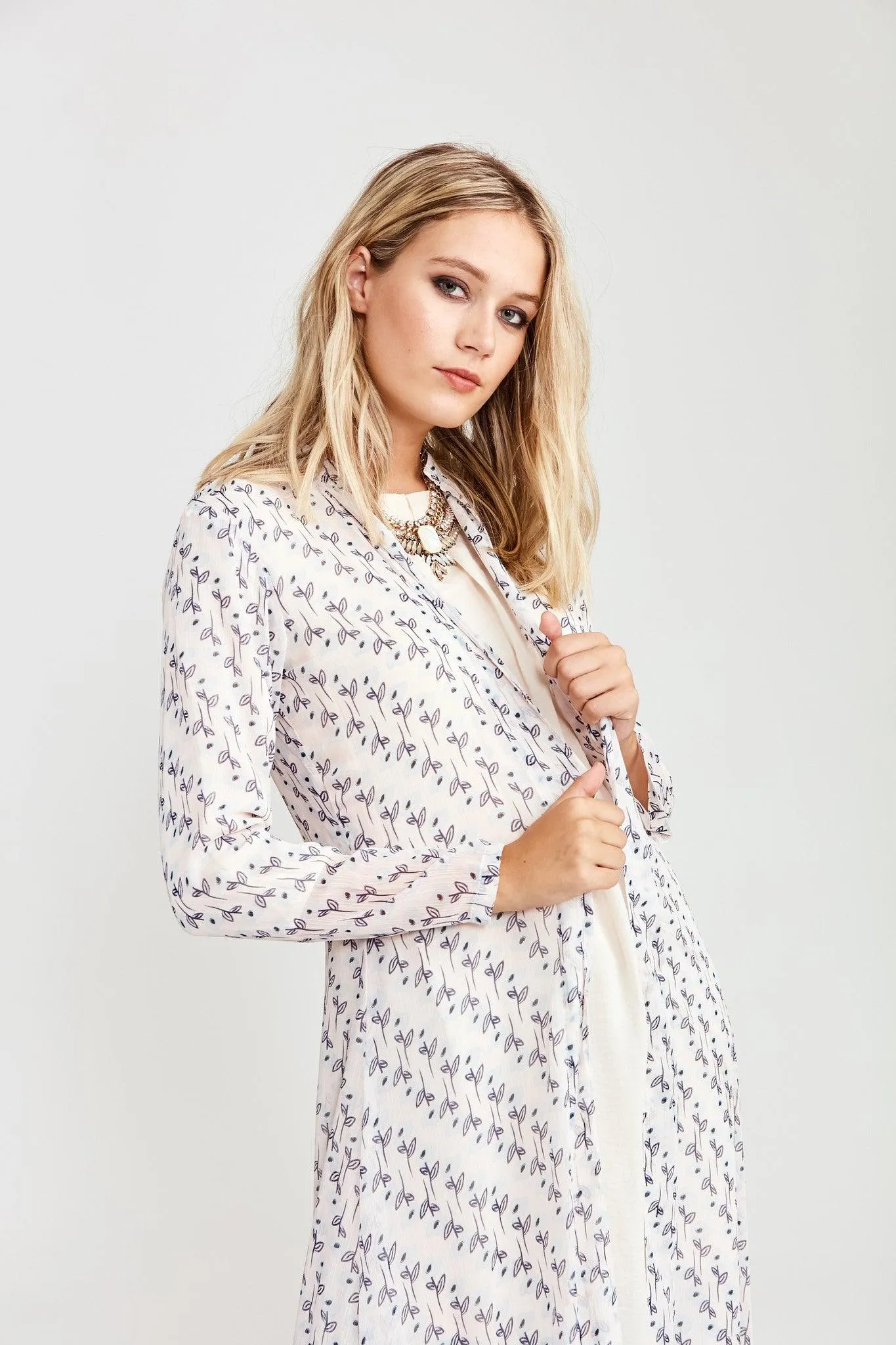 Navy Vines MAXI CARDIGAN