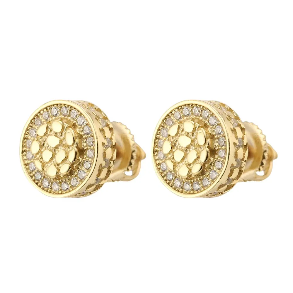 Nugget Sterling Silver 10MM Screw back 0.35CT Moissanite Earrings - M204259