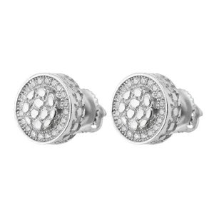 Nugget Sterling Silver 10MM Screw back 0.35CT Moissanite Earrings - M204259