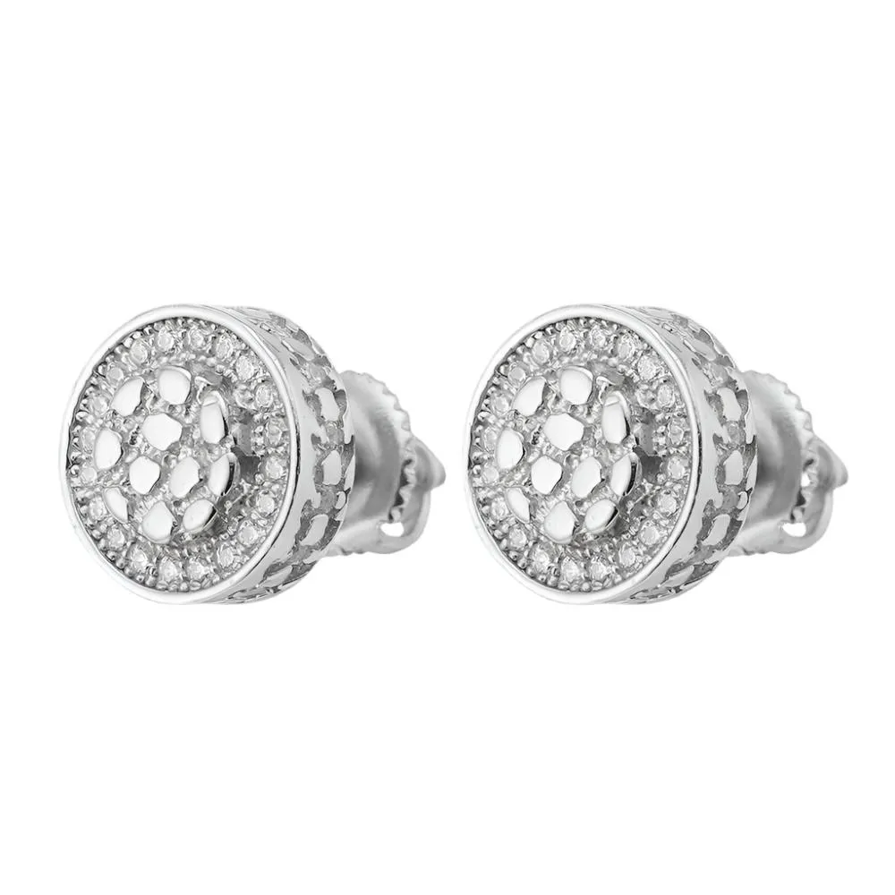 Nugget Sterling Silver 10MM Screw back 0.35CT Moissanite Earrings - M204259