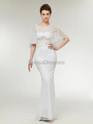 Off Shoulder Sexy Off White Lace Mermaid Evening Prom Dresses, Evening Party Prom Dresses, 12009