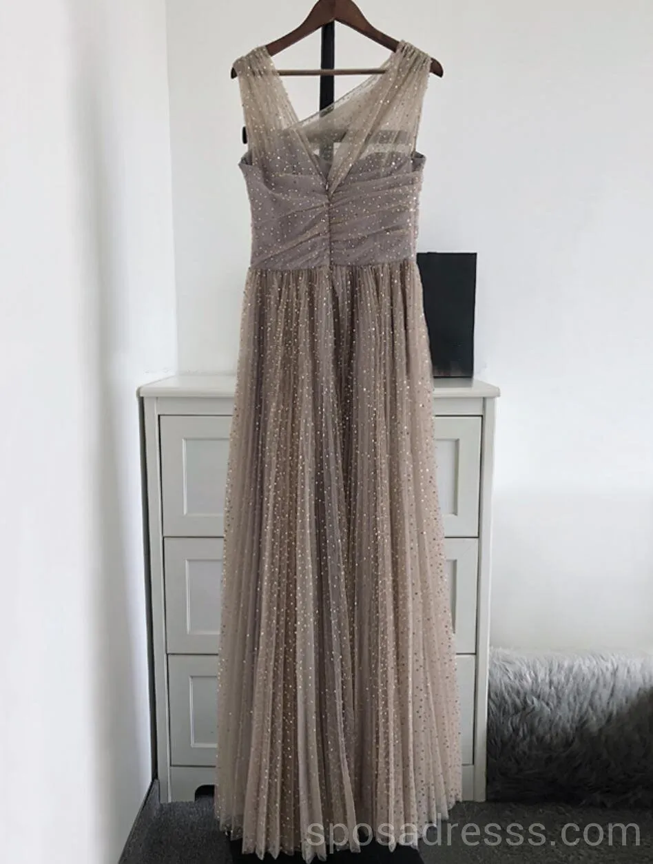 Off Shoulder Sparkly Gold A-line Long Evening Prom Dresses, Cheap Custom Sweet 16 Dresses, 18567