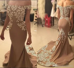 off the shoulder lace evening dresses long vintage short sleeve elegant modest evening gown 2021