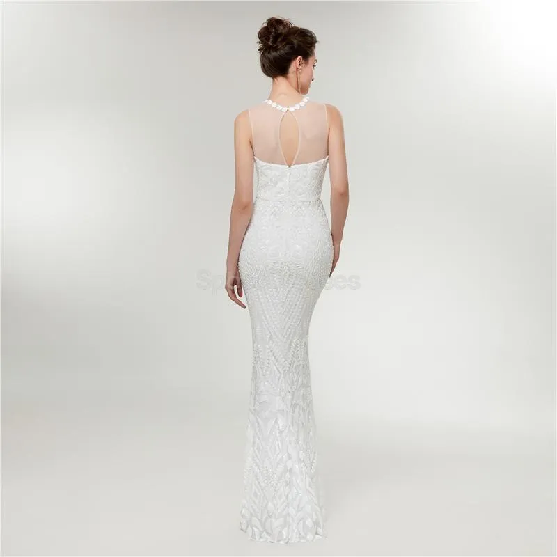 Off White Lace Mermaid Evening Prom Dresses, Evening Party Prom Dresses, 12017
