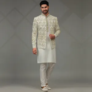 Opulent  Embroidered  White Designer Indowestern