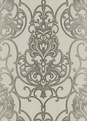 Ornated Floral Damask Dark Grey 5795-49 Wallpaper