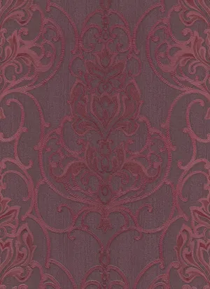 Ornated Floral Damask Red Violet 5795-09 Wallpaper