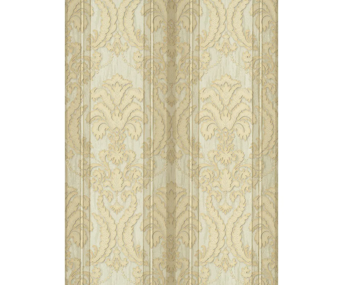Ornated Floral Damask Stripes Cream 5781-14 Wallpaper