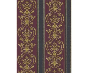 Ornated Floral Damask Stripes Red 5782-42 Wallpaper