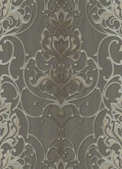 Ornated Floral Damask Taupe Grey 5795-47 Wallpaper