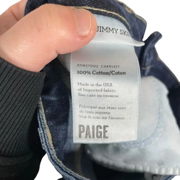 Paige Denim Jimmy Jimmy Frayed Hem Distressed Jeans in Blue Size 25