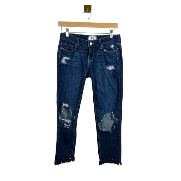 Paige Denim Jimmy Jimmy Frayed Hem Distressed Jeans in Blue Size 25