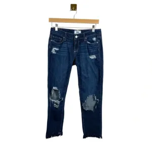 Paige Denim Jimmy Jimmy Frayed Hem Distressed Jeans in Blue Size 25