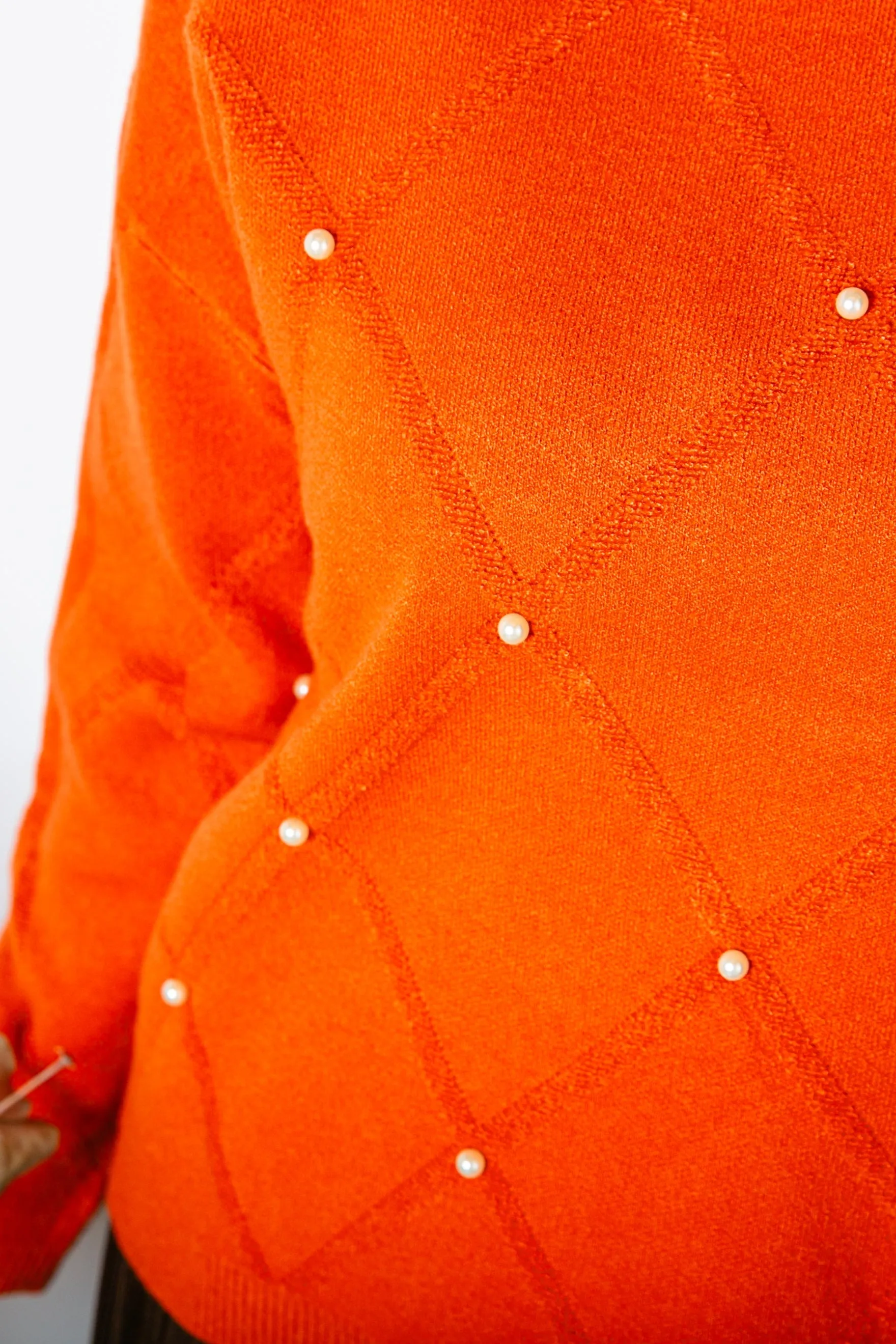 Pearl Detail Mock Neck Jumper