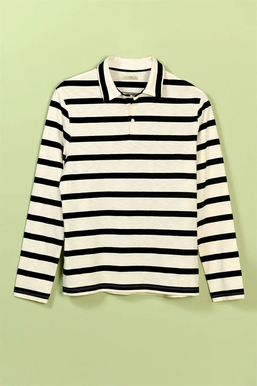 Perona   I   Mens-Thirts & Polos -Polos -James-Pma-Fv21-424-Blacktripe  AS7782