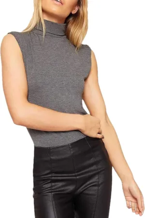 Plus Size Polo Neck Plain Vest Turtle Top