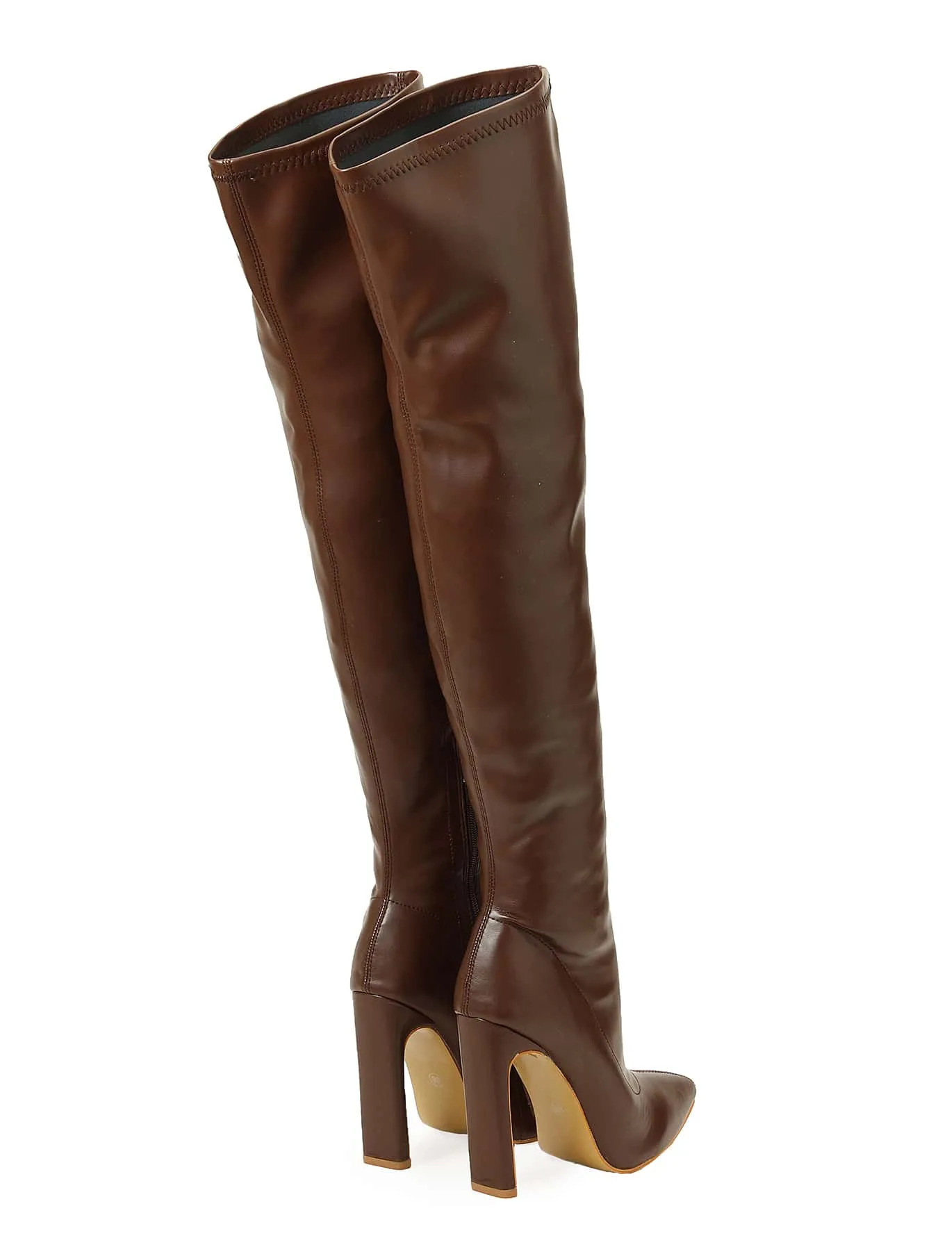 Point Toe Stiletto Heeled Slip-On Sock Boots - Brown- FD ⚡