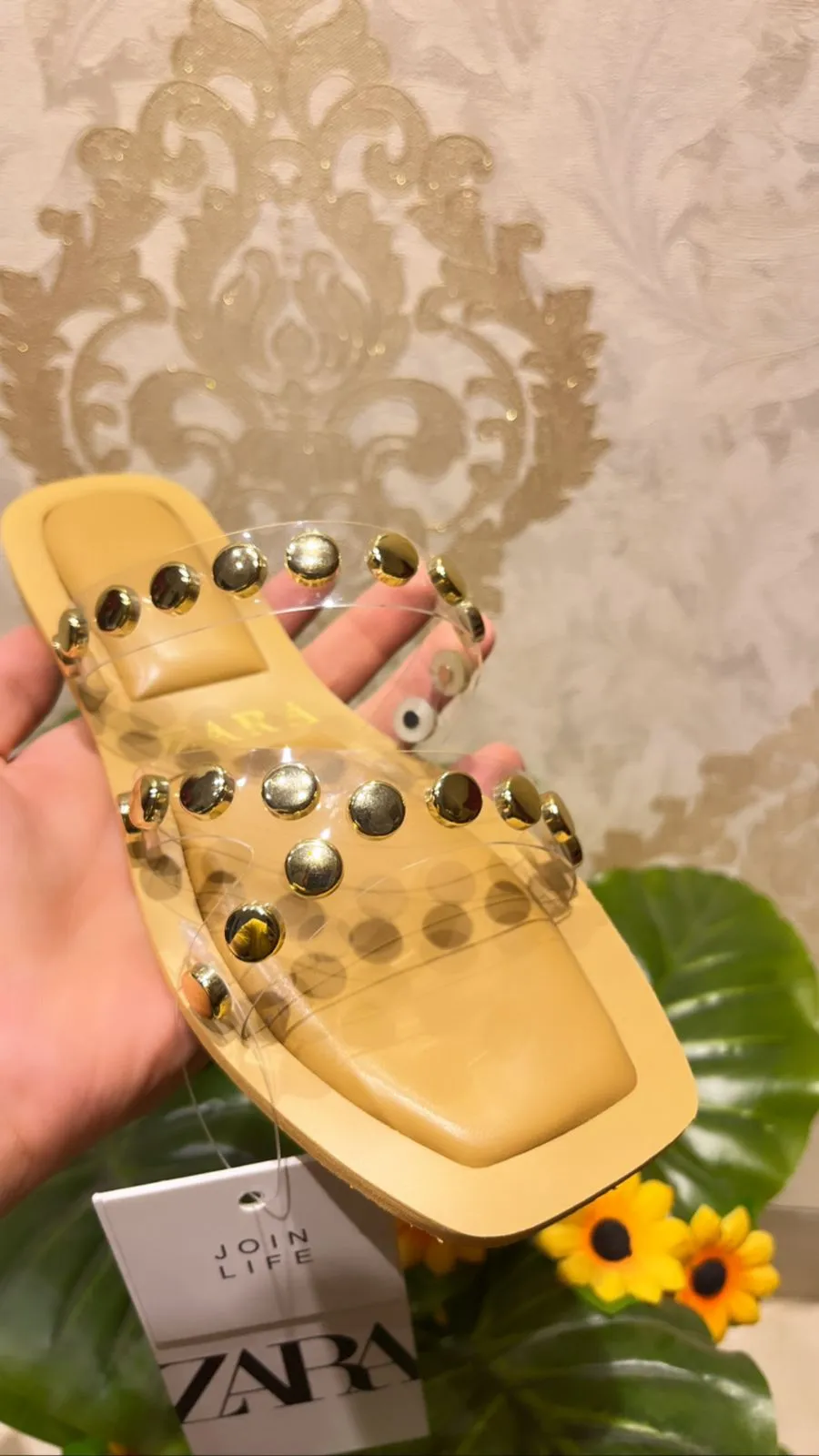 Premium Stud Design Open Toe Flats
