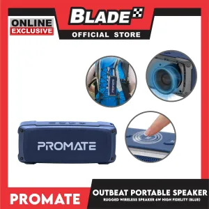 Promate Rugged Wireless Speaker 6W High Fidelity OutBeat (Blue) Portable Speaker