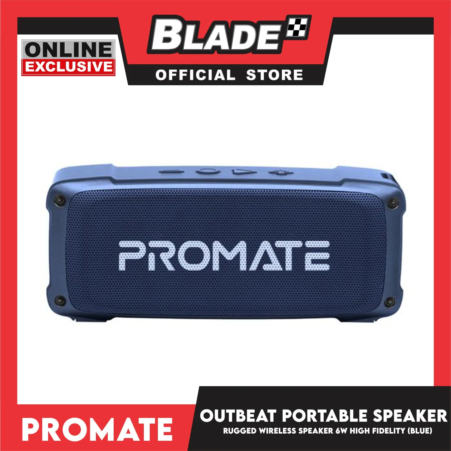 Promate Rugged Wireless Speaker 6W High Fidelity OutBeat (Blue) Portable Speaker