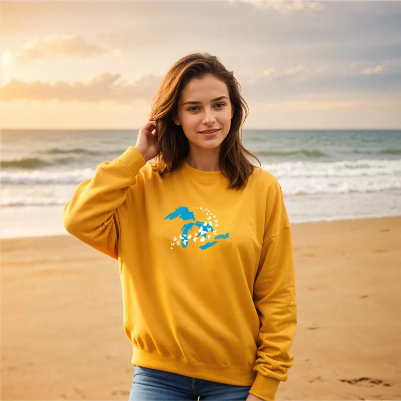 "Great Lakes Butterfly" Relaxed Fit Classic Crew Unisex Sweatshirt