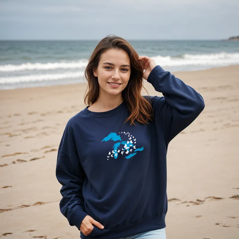 "Great Lakes Butterfly" Relaxed Fit Classic Crew Unisex Sweatshirt