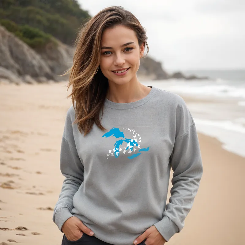 "Great Lakes Butterfly" Relaxed Fit Classic Crew Unisex Sweatshirt