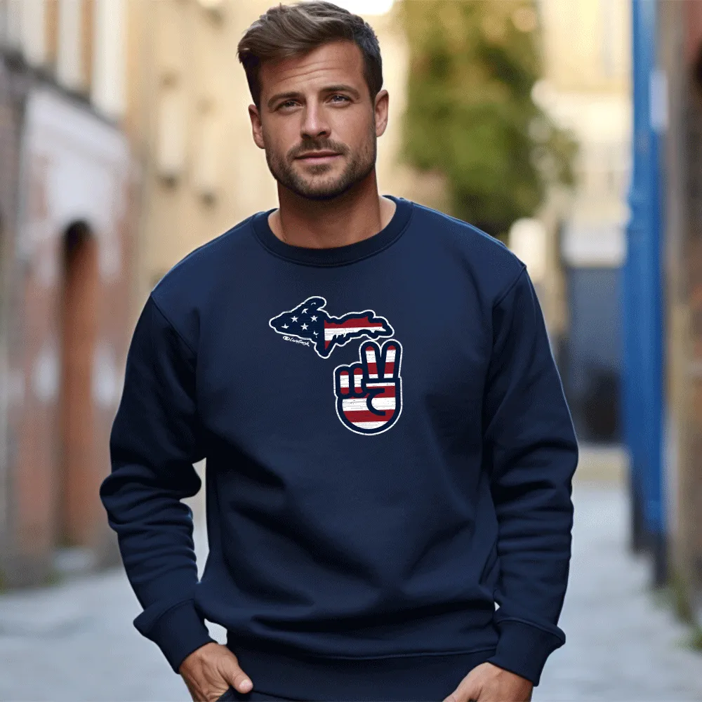 "Michigan Flag Peace" Men's Classic Crew Sweatshirt