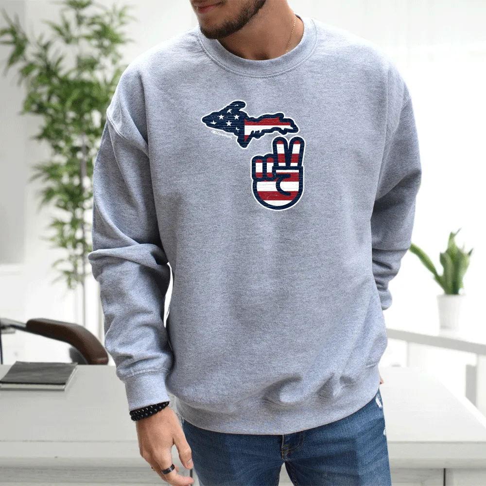 "Michigan Flag Peace" Men's Classic Crew Sweatshirt