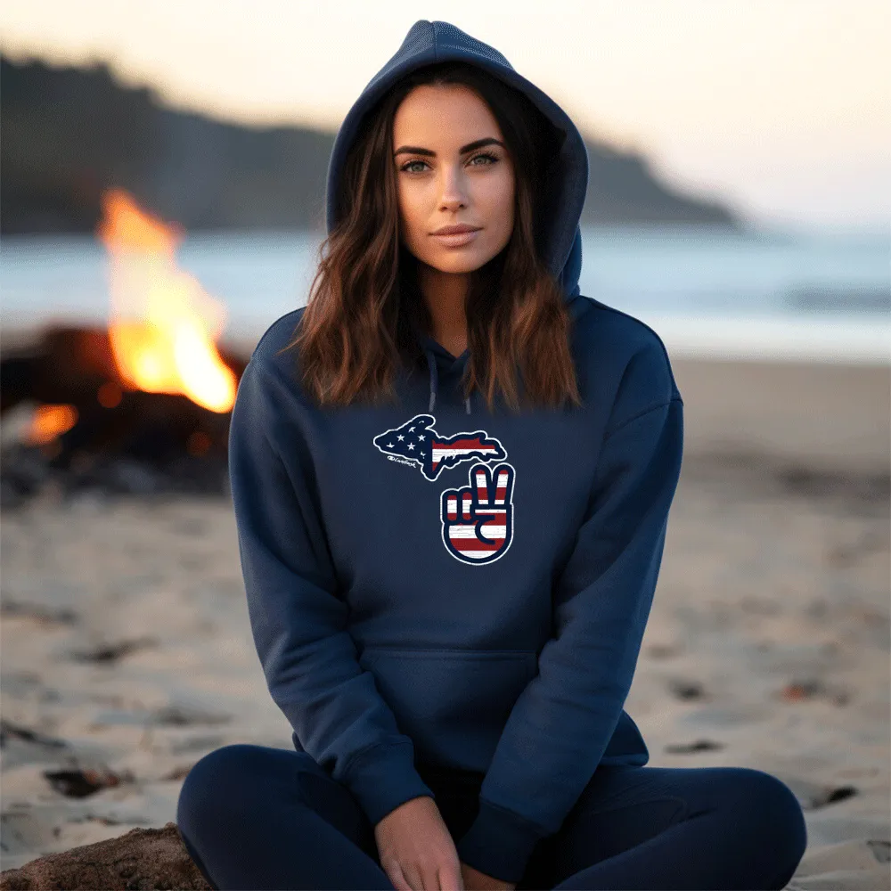 "Michigan Flag Peace" Relaxed Fit Classic Unisex Hoodie