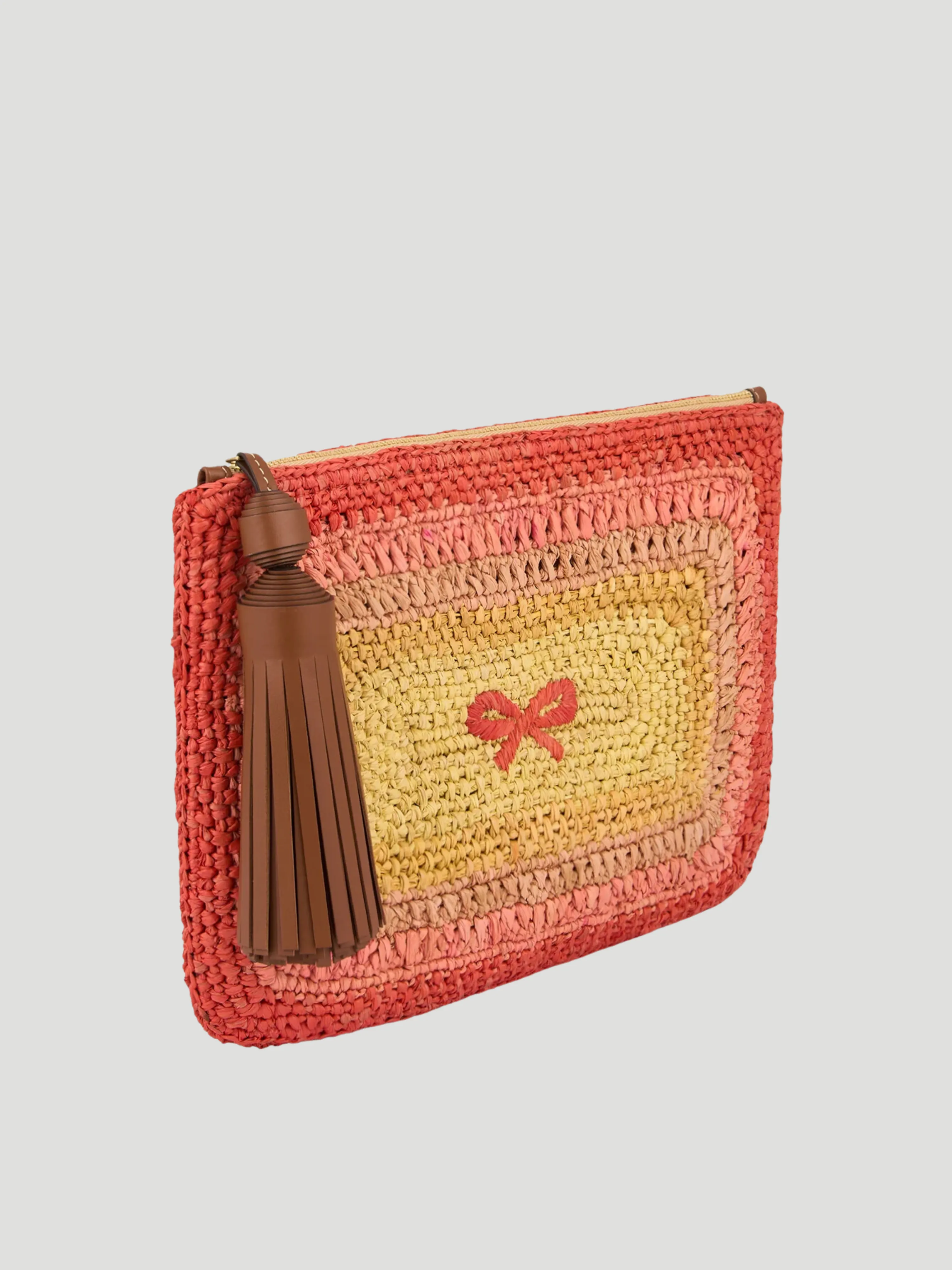 Raffia Tassel Bow Clutch