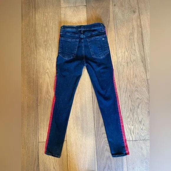 Rag &amp; Bone Igloo Red &amp; Indigo High Rise ‘Maize’ Classic Skinny Fit Jean.Size 28
