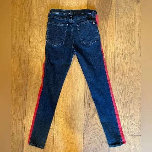 Rag &amp; Bone Igloo Red &amp; Indigo High Rise ‘Maize’ Classic Skinny Fit Jean.Size 28