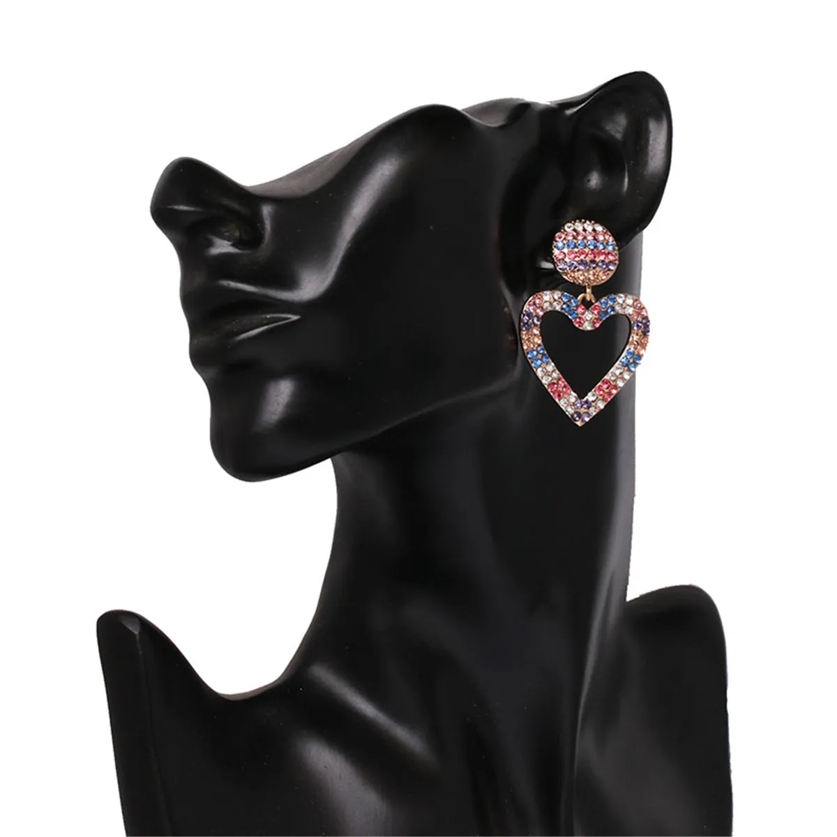 Red & Blue Cubic Zirconia 18K Gold-Plated Open-Heart Drop Earrings