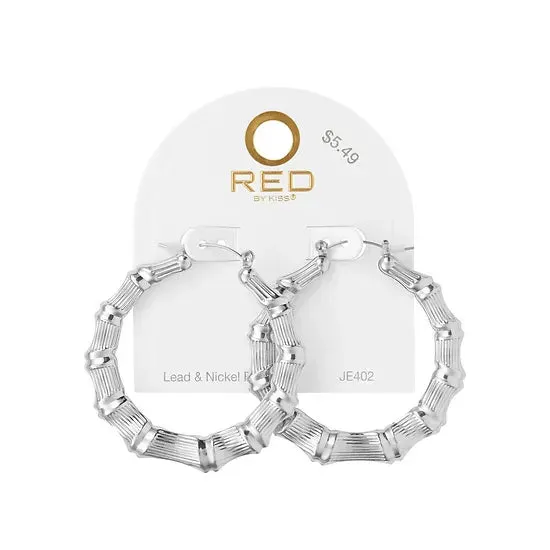Red By Kiss Jewelry - Silver Bamboo Earrings