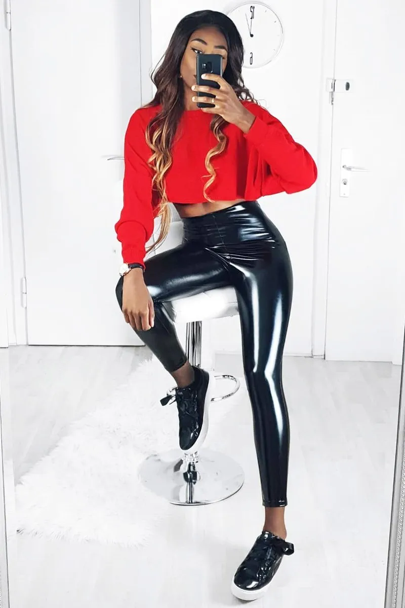 Red Cropped Batwing Jumper - Lizy