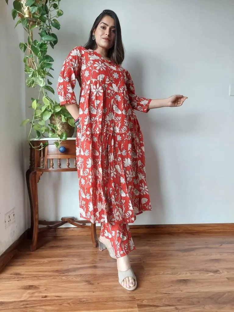 Red Naira Cut Suit Set