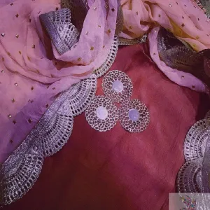 Red Punjabi Suit With Designer Peach Dupatta
