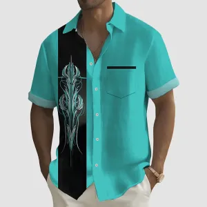 Retro Striped Short Sleeve Pocket Shirt