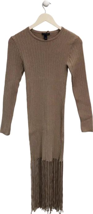 River Island Gold Ribbed Fringed Dress UK 10