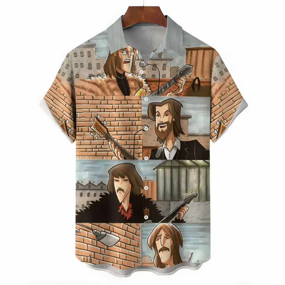 Rock Band Cartoon Music Casual Short Sleeve Shirt 2404001700