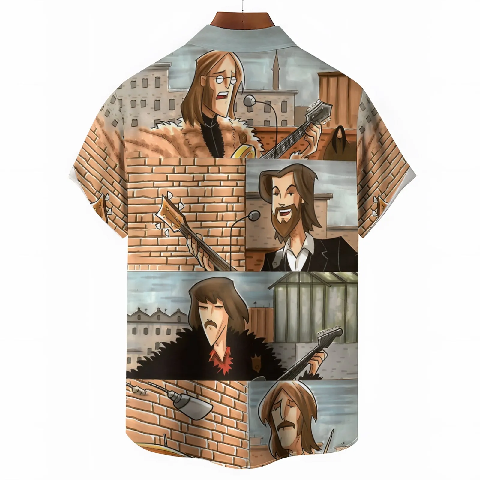 Rock Band Cartoon Music Casual Short Sleeve Shirt 2404001700
