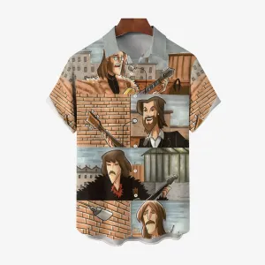 Rock Band Cartoon Music Casual Short Sleeve Shirt 2404001700