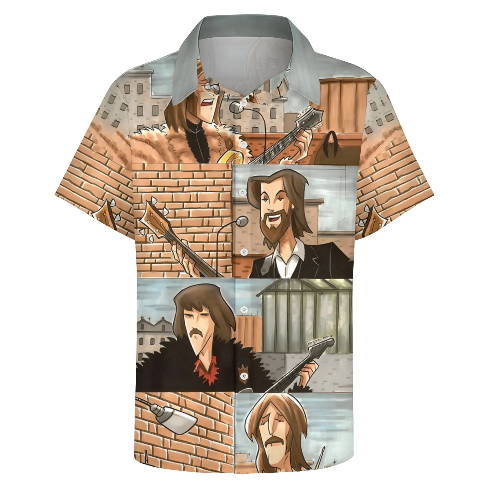 Rock Band Cartoon Music Casual Short Sleeve Shirt 2404001700