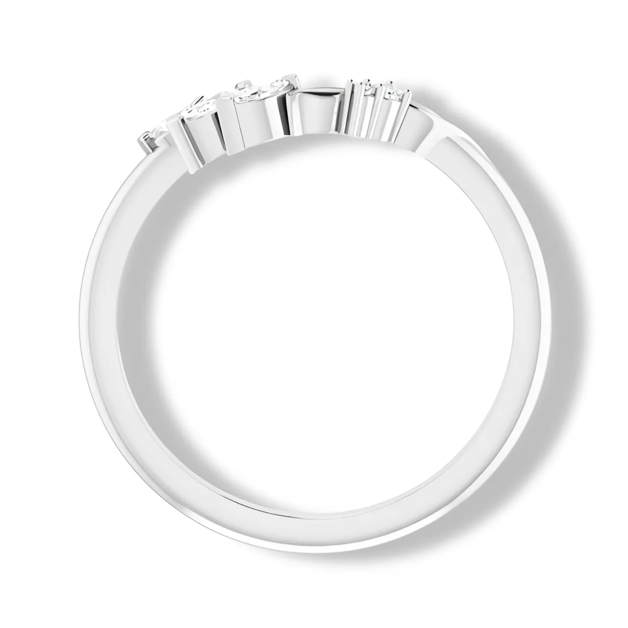 Round And Marquise Diamond Curved Floral Band