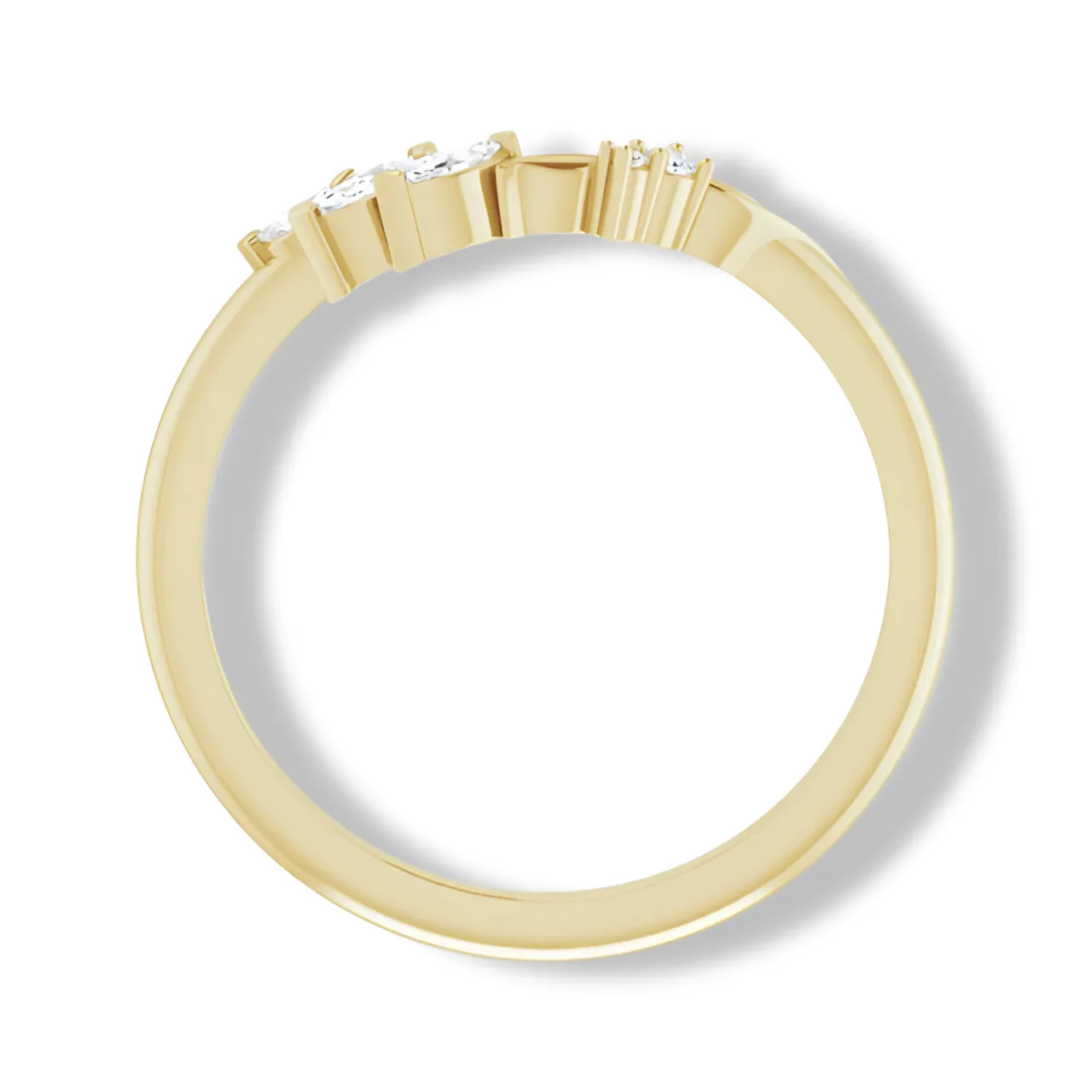 Round And Marquise Diamond Curved Floral Band