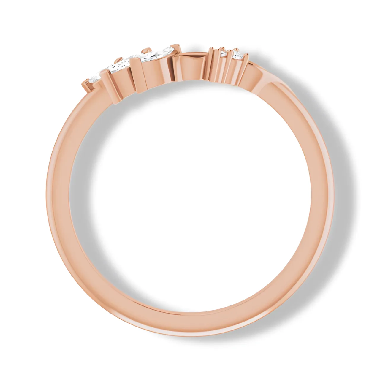 Round And Marquise Diamond Curved Floral Band